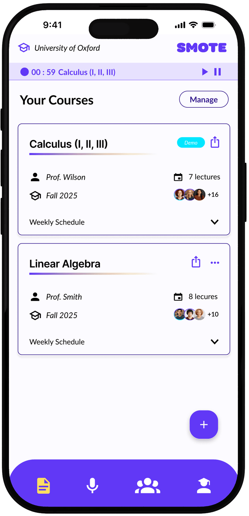 Smote recording interface on mobile